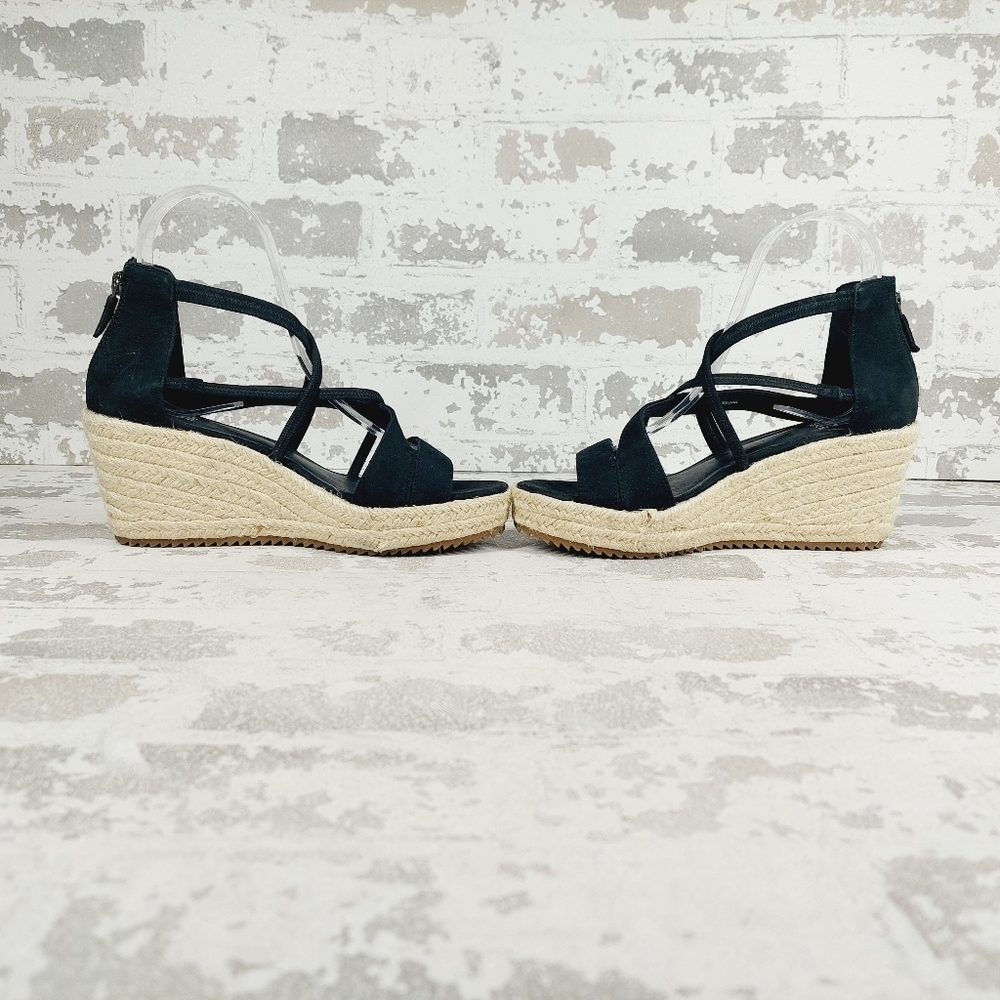 New Eileen Fisher Wanda Black Suede Espadrille A308 - Picture 7 of 12
